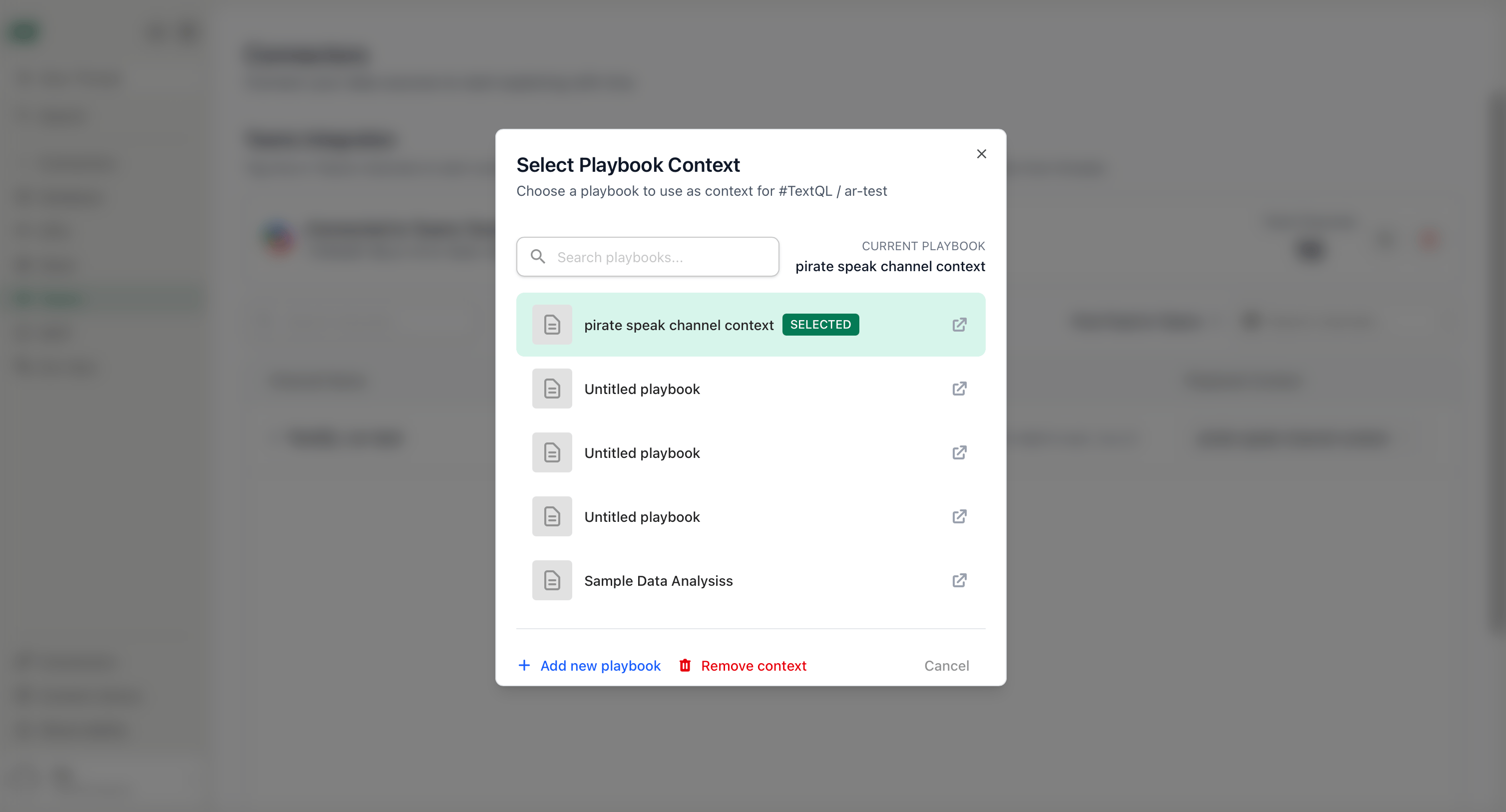 Set as Channel Context in playbook editor