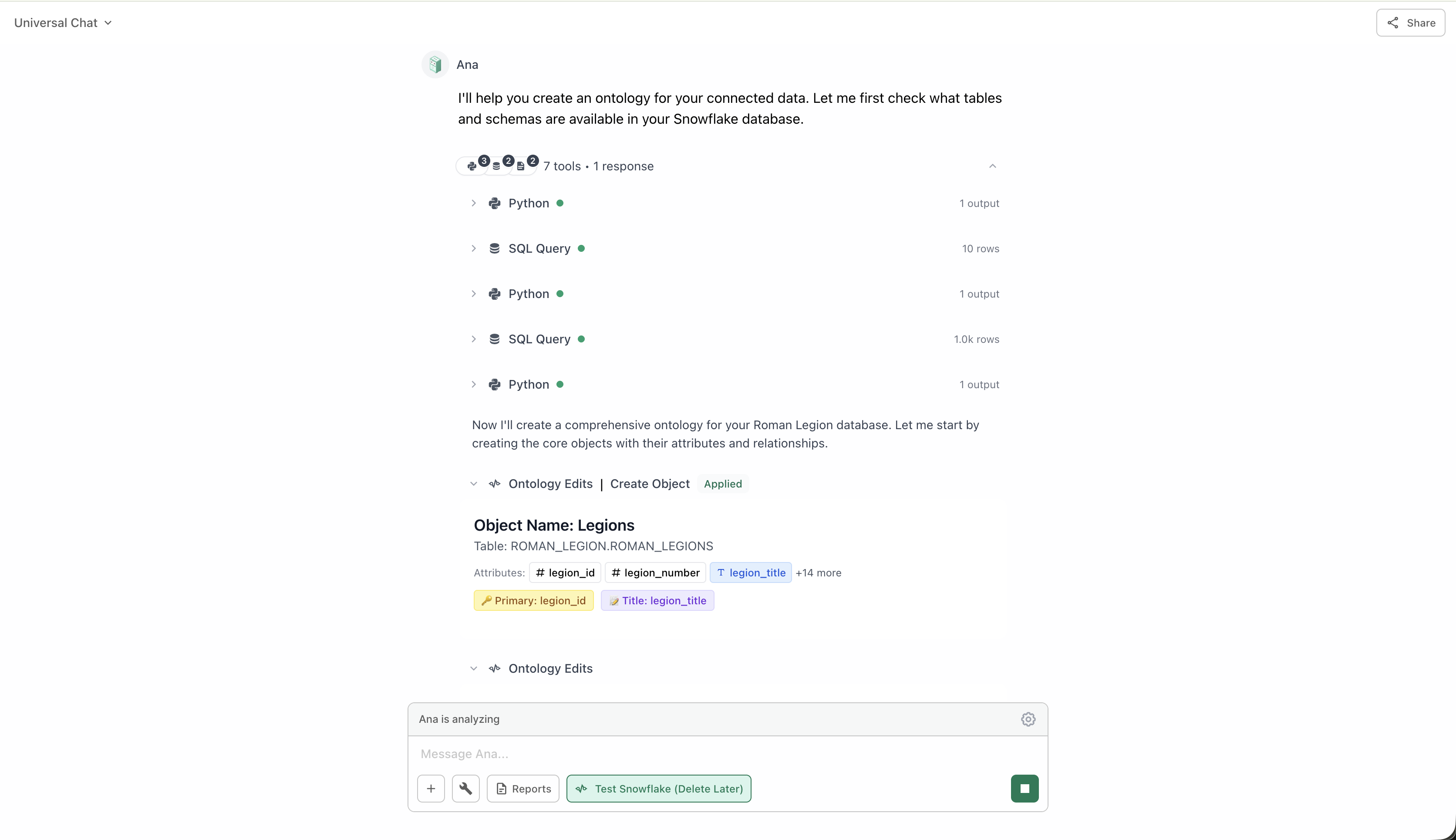 Ontology editing tool showing object creation