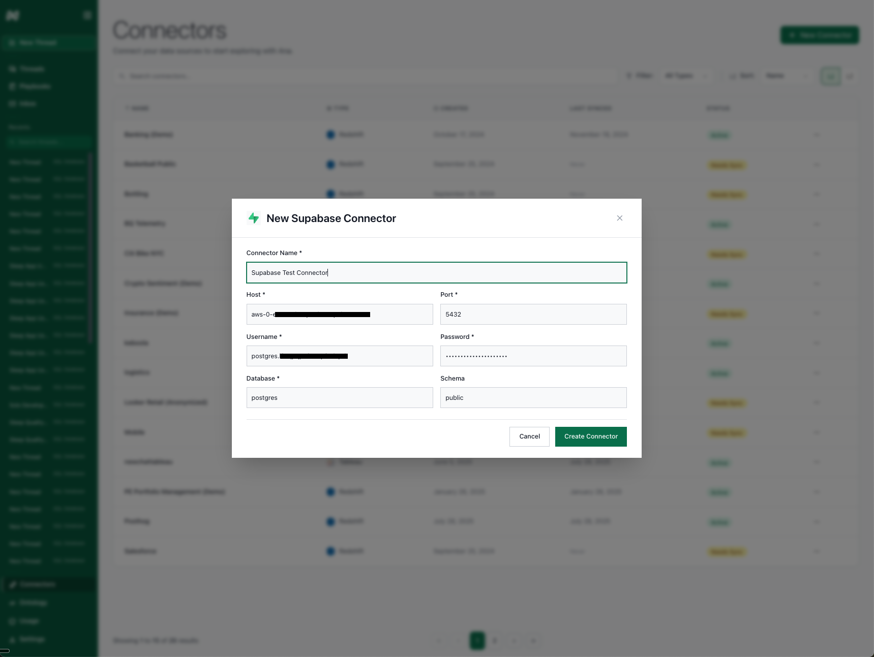 Supabase Connector Form