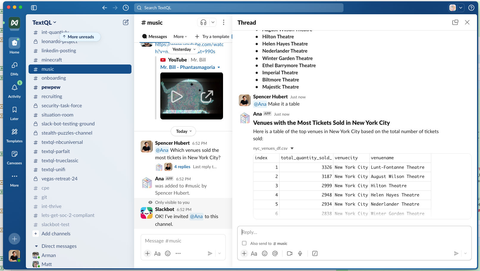 Channel messages with Ana