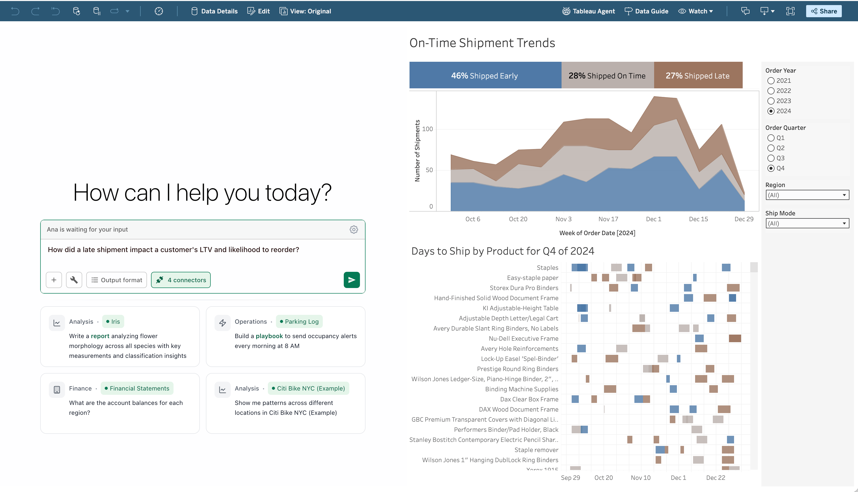 Ana embedded in a Tableau dashboard