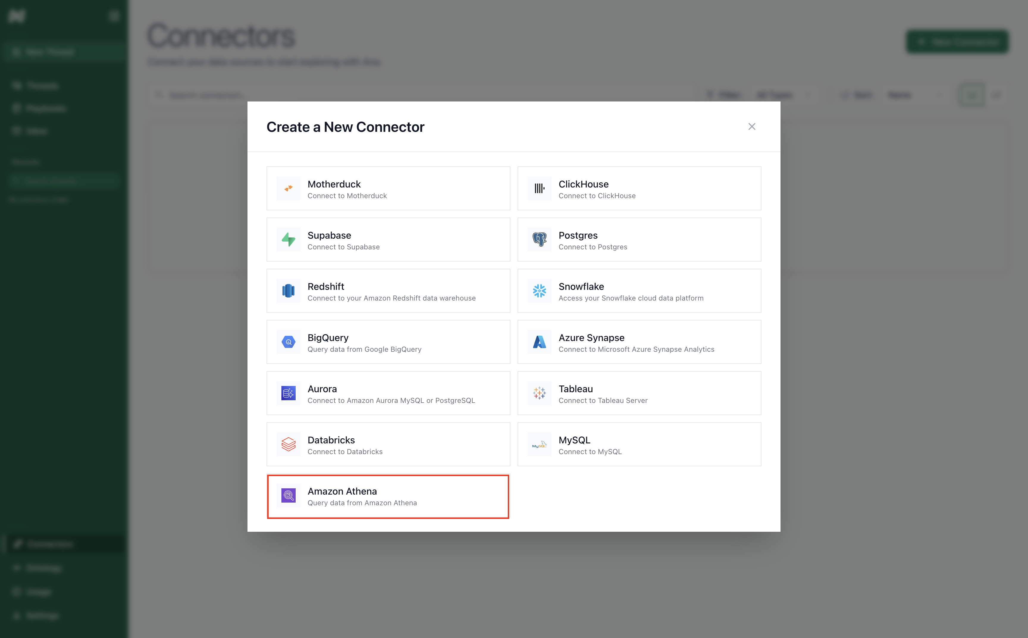 Click AWS Athena
