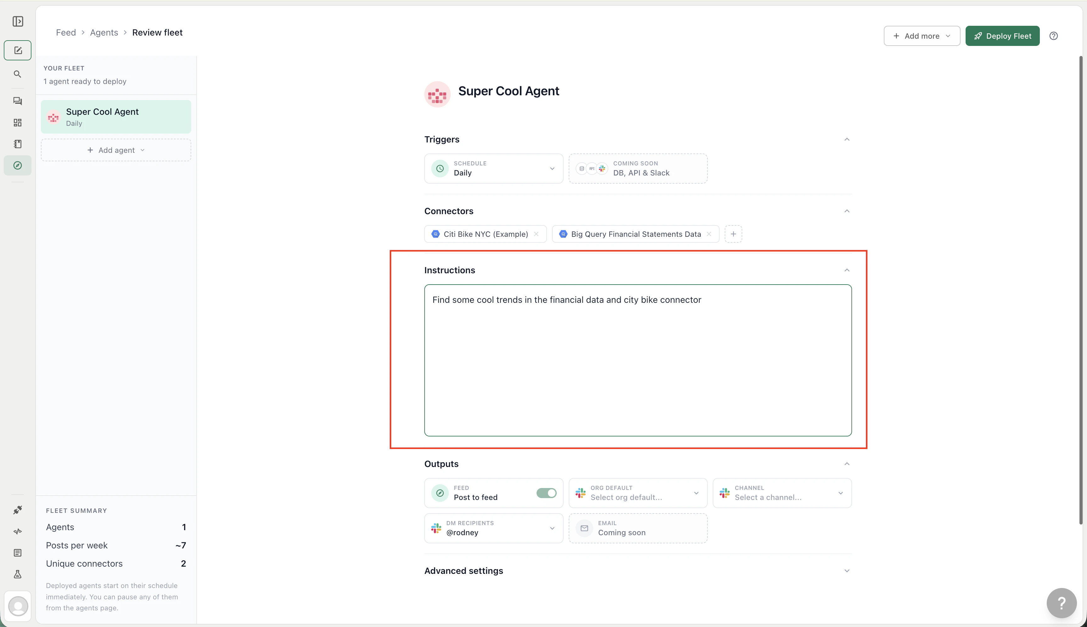 Agent instructions configuration