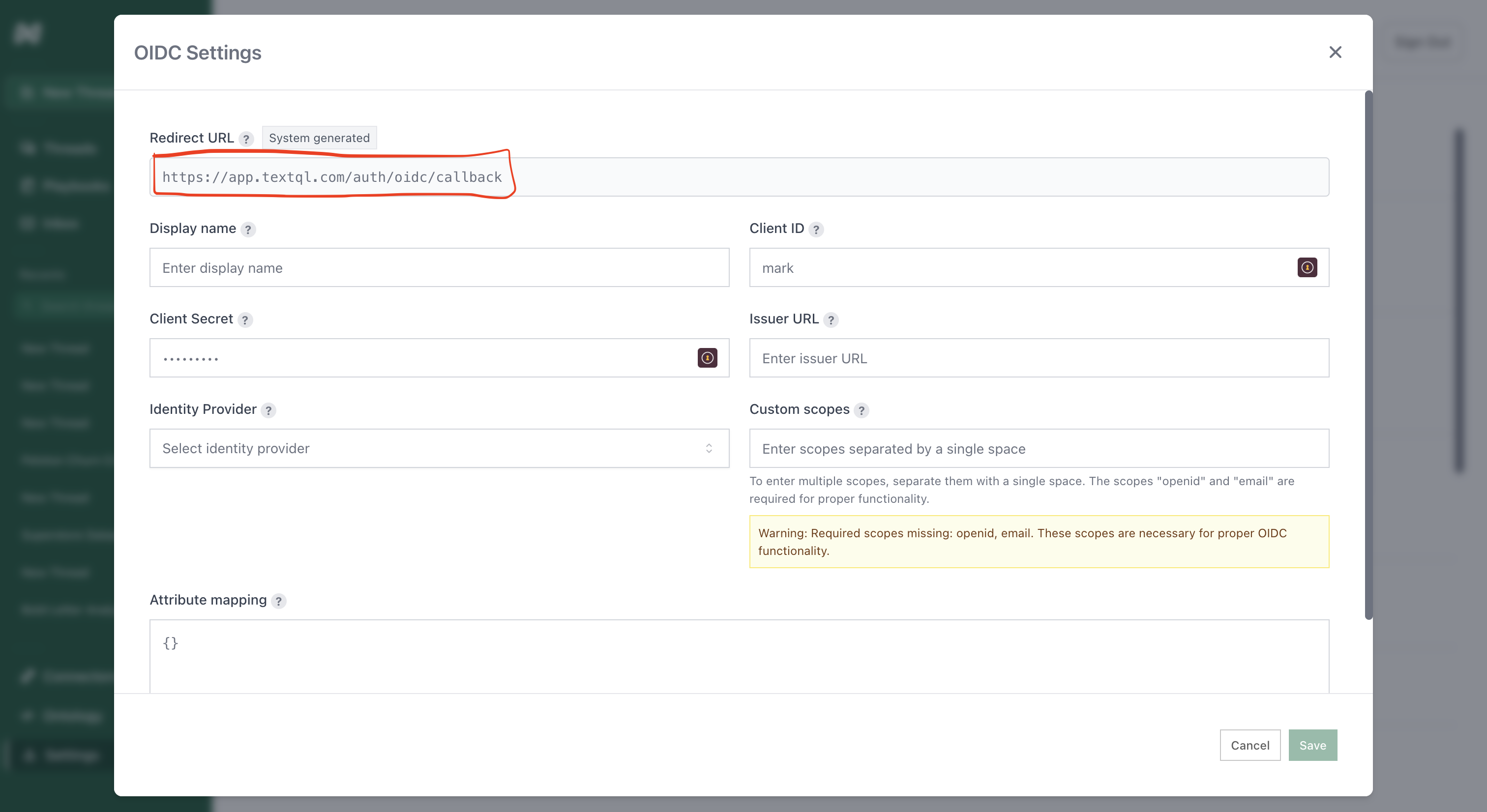 TextQL Redirect URL to copy