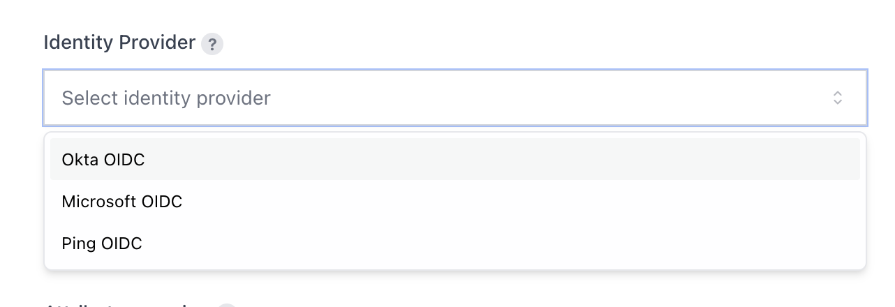 Select Okta OIDC from dropdown