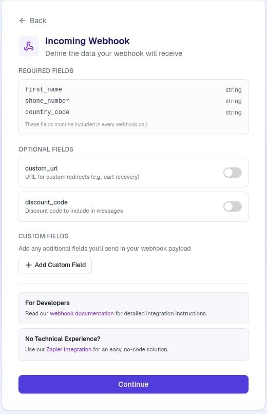 A Webhook (Generic) trigger showing the generated URL and secret