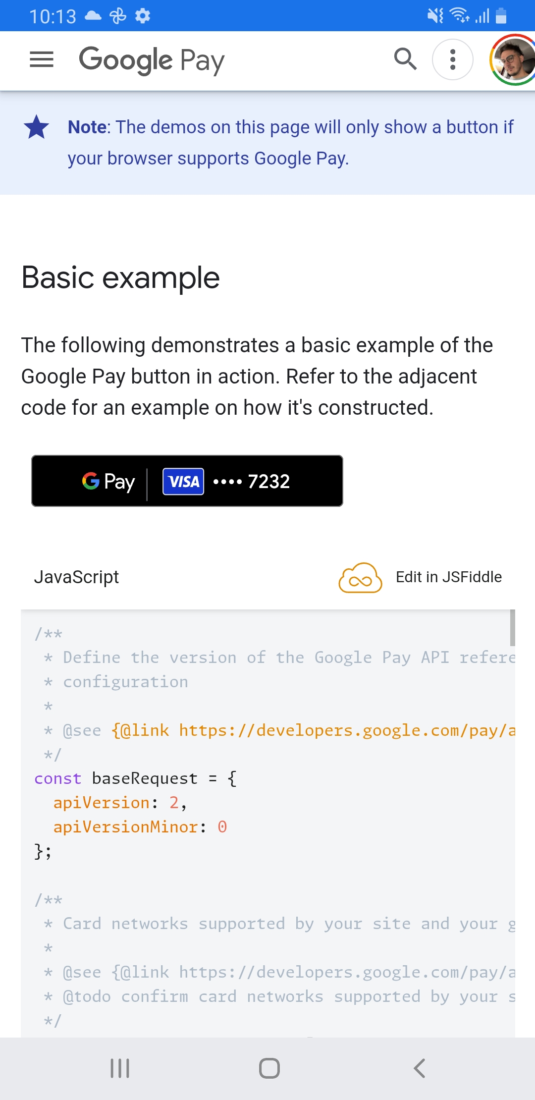 Google Pay integration example