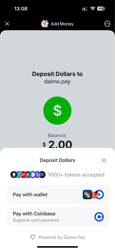 Add Money Screen