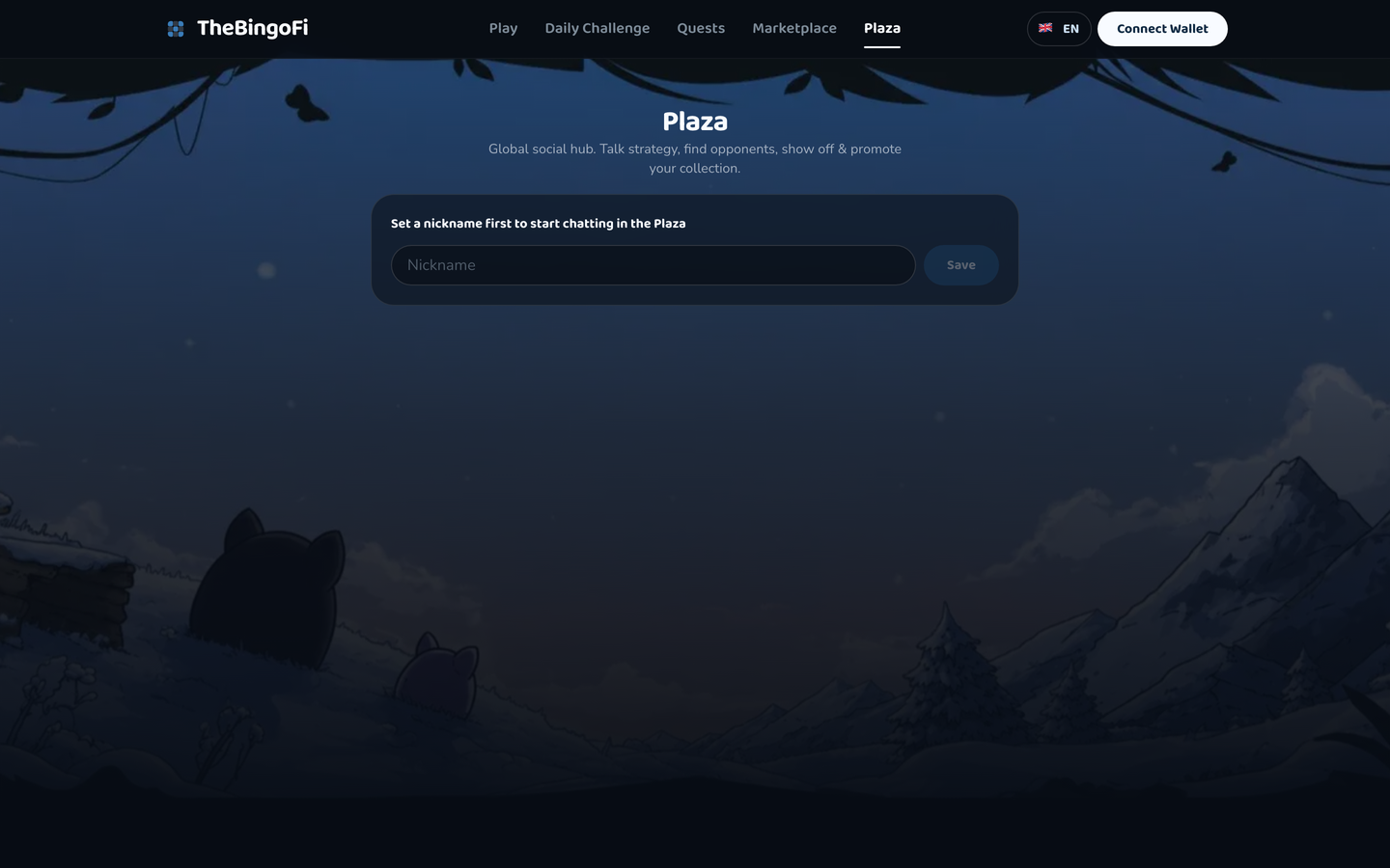TheBingoFi Plaza chat screen