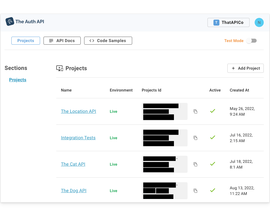 API Projects - The Auth API Docs
