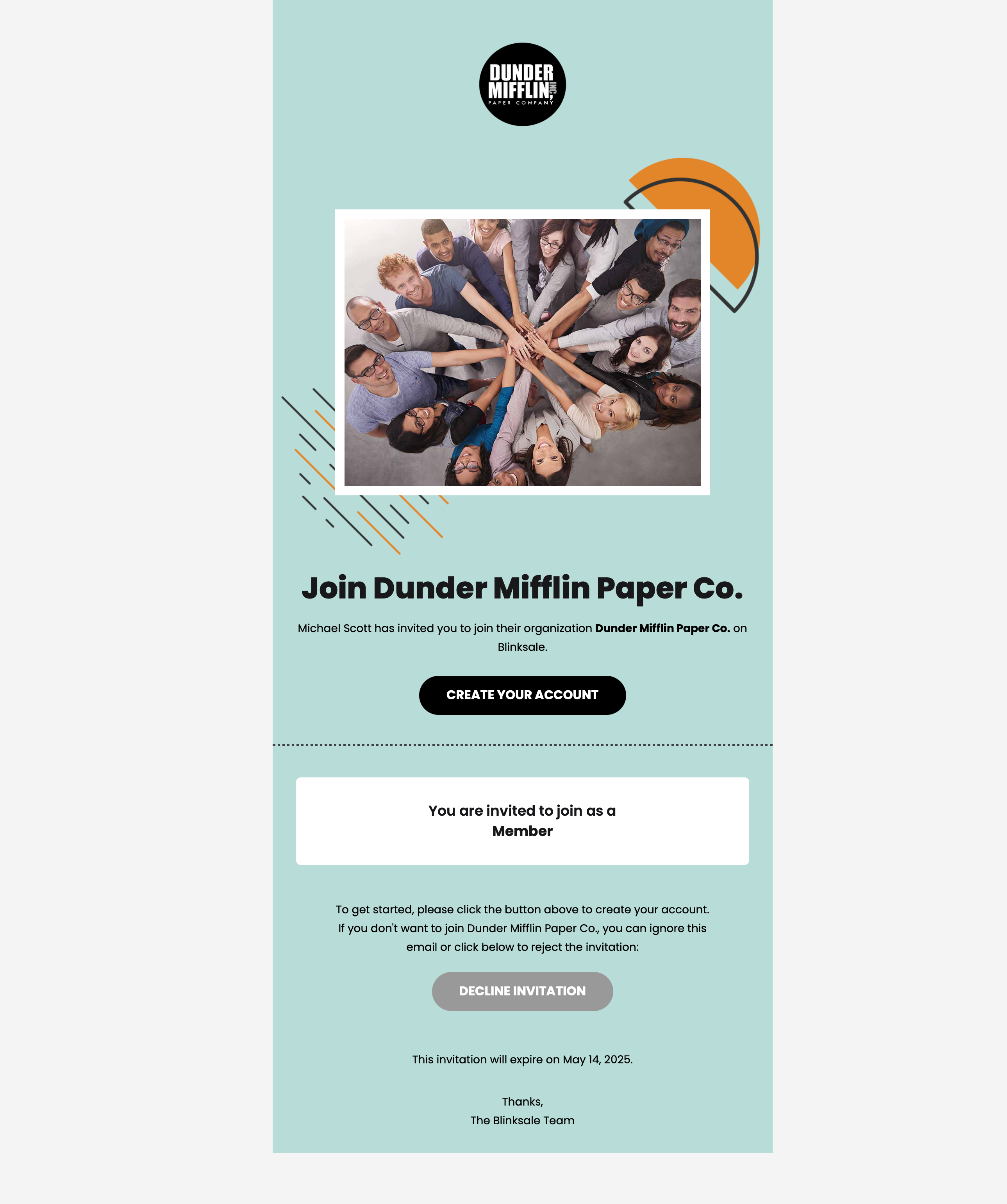 Example of an invitation email