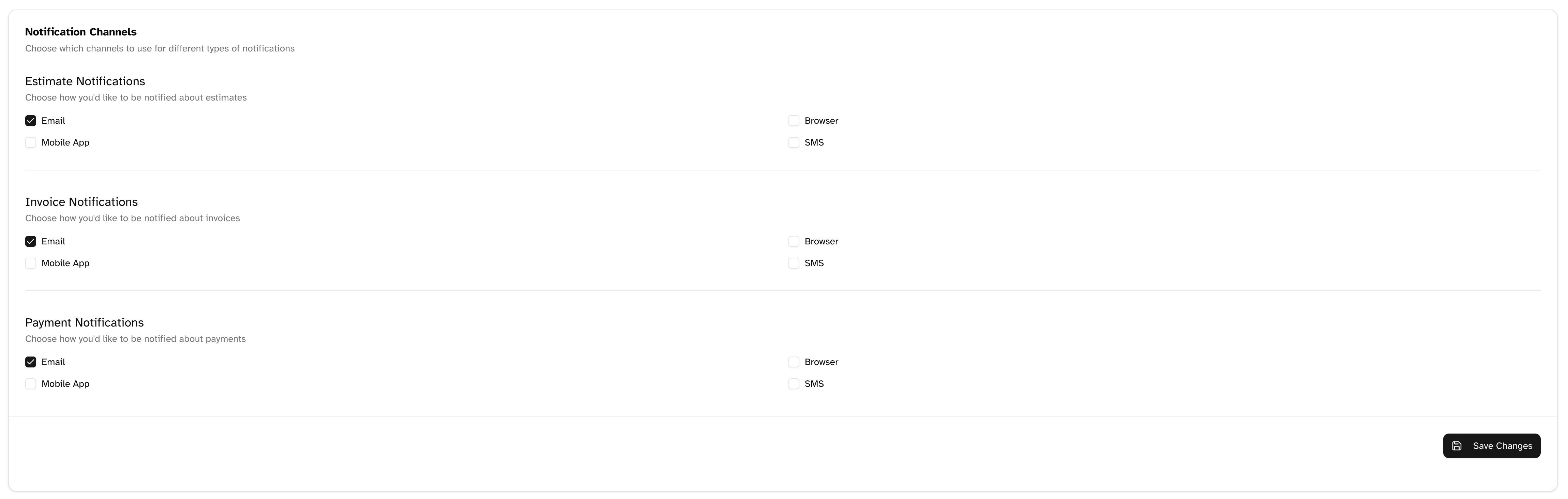 Notification settings