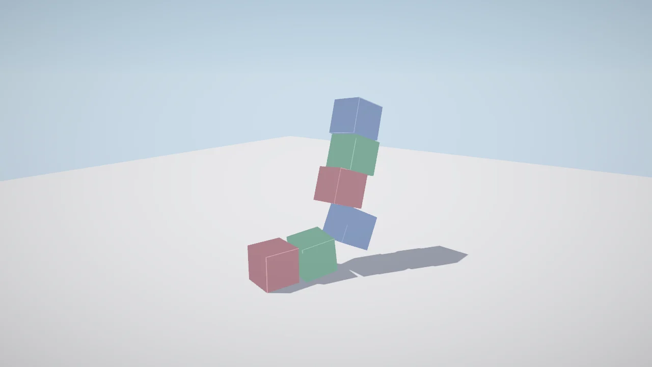 A physics stack simulated and rendered by Euca