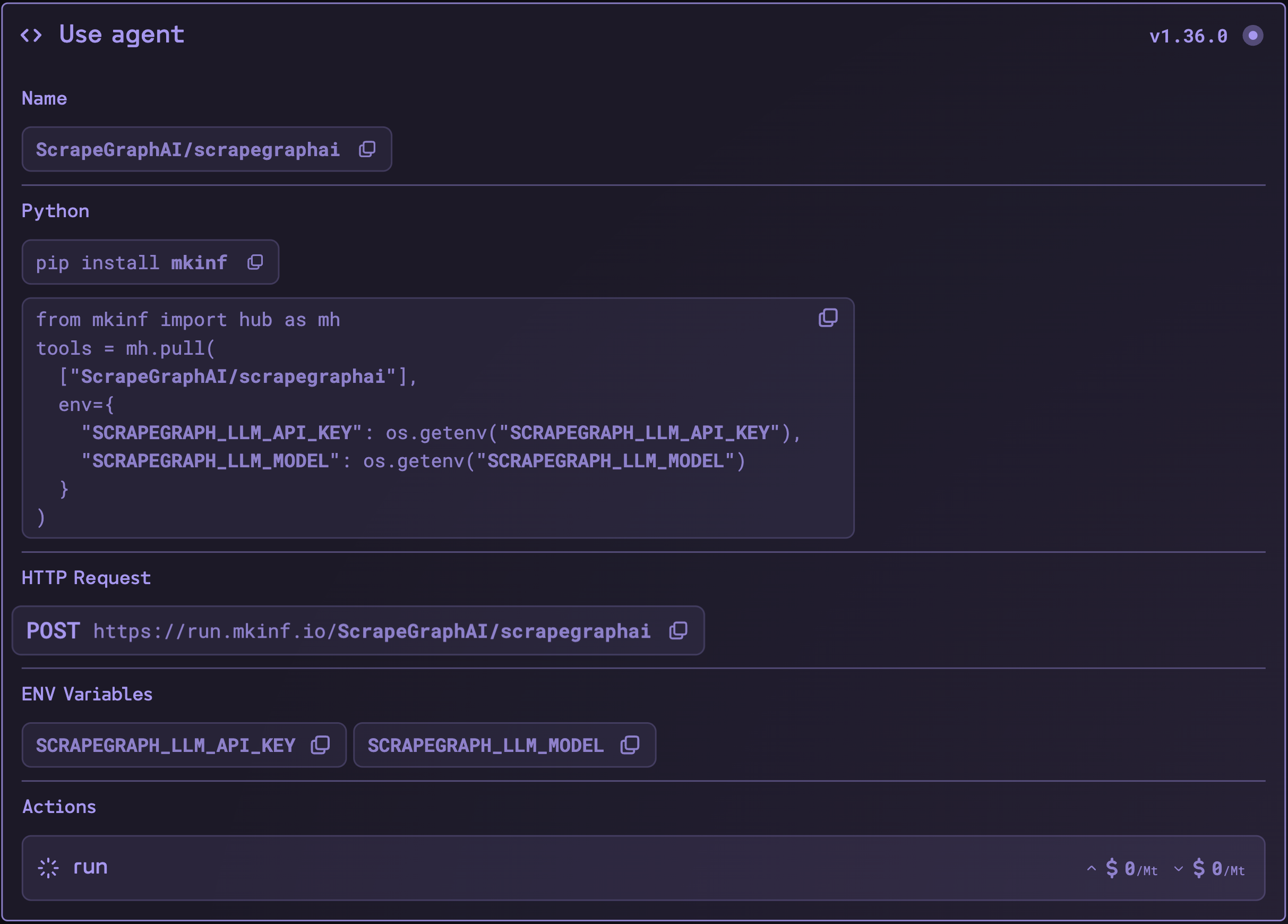 Card showing how to import the AI Agent