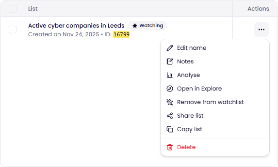 Watching an Explore List on the My Lists page