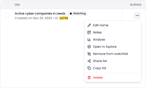 Watching an Explore List on the My Lists page