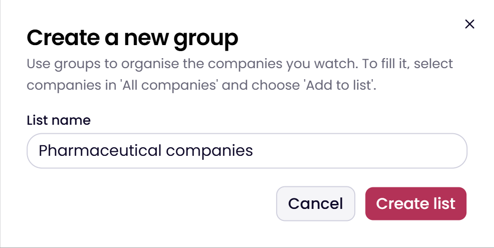Creating a new companies group