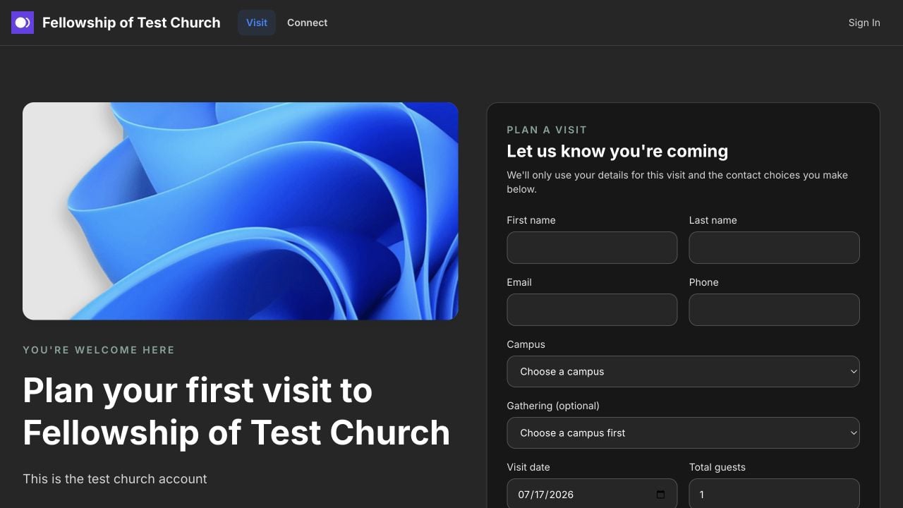 Public Plan a Visit page