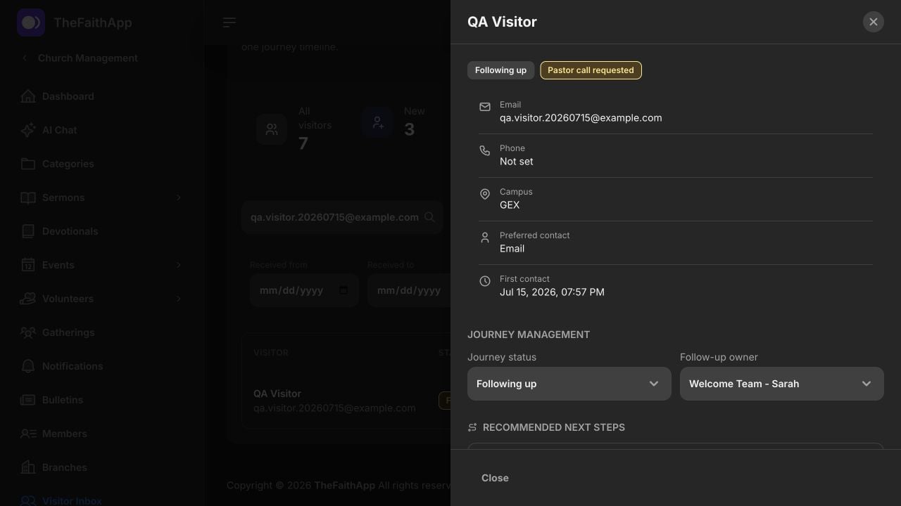 Visitor details and journey management