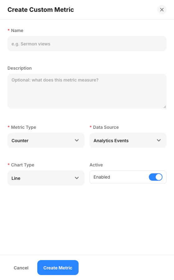 Create custom metric drawer