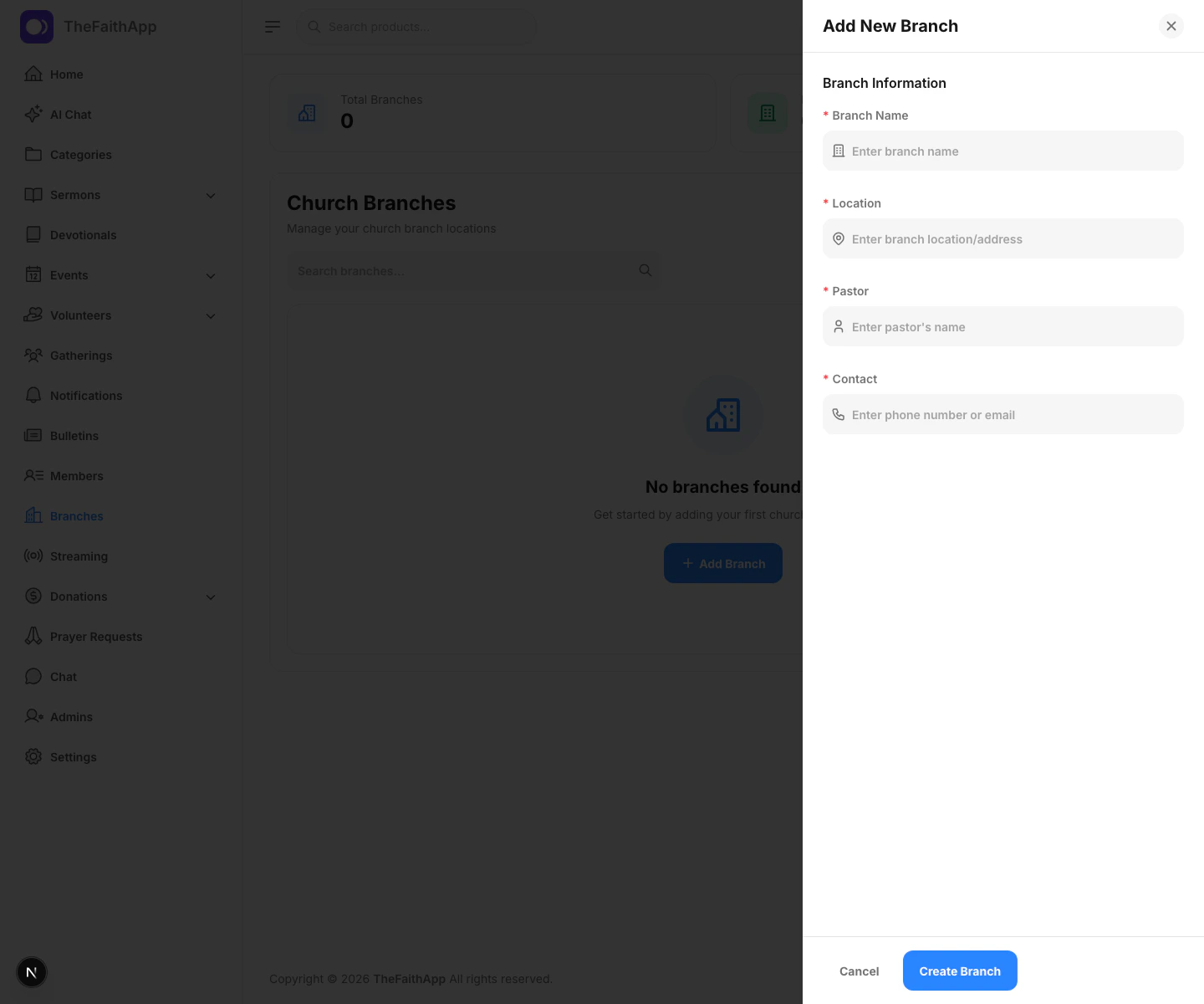Create branch drawer