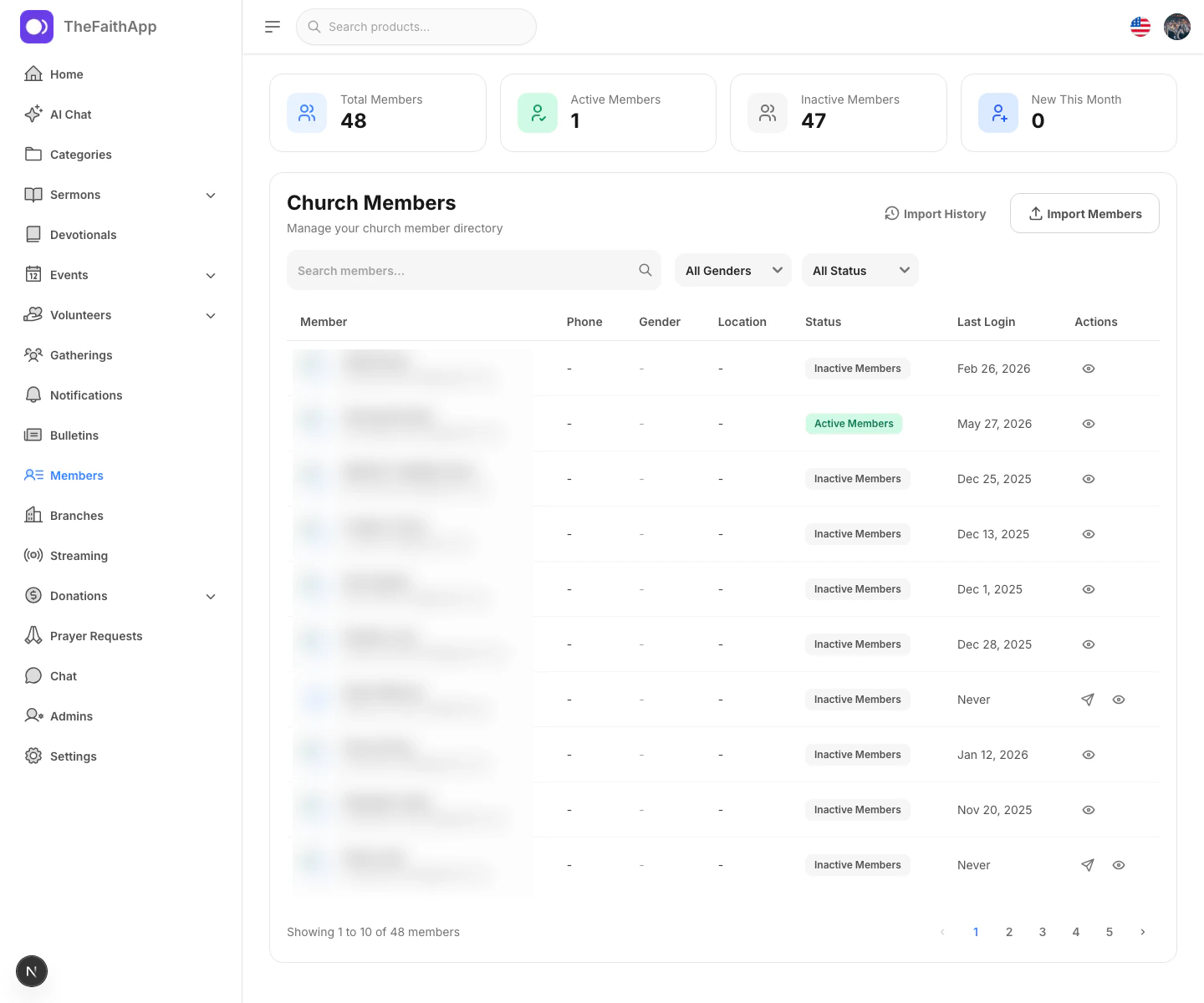 Members screen