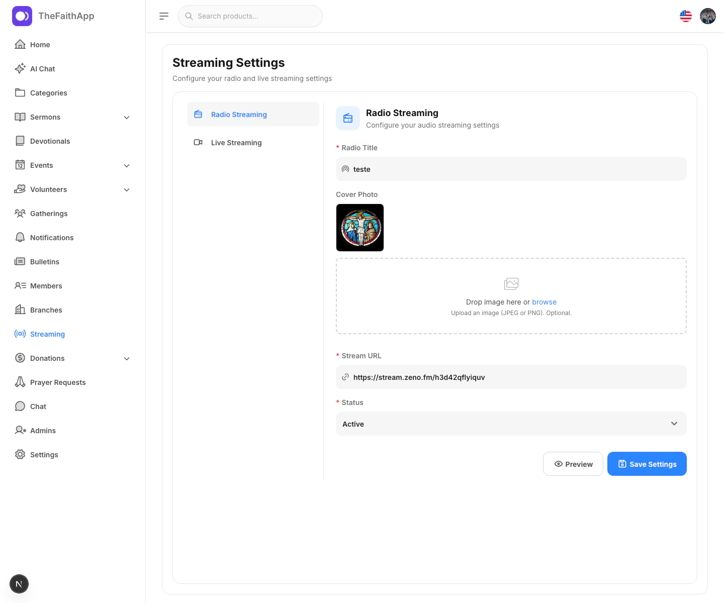 Radio streaming settings