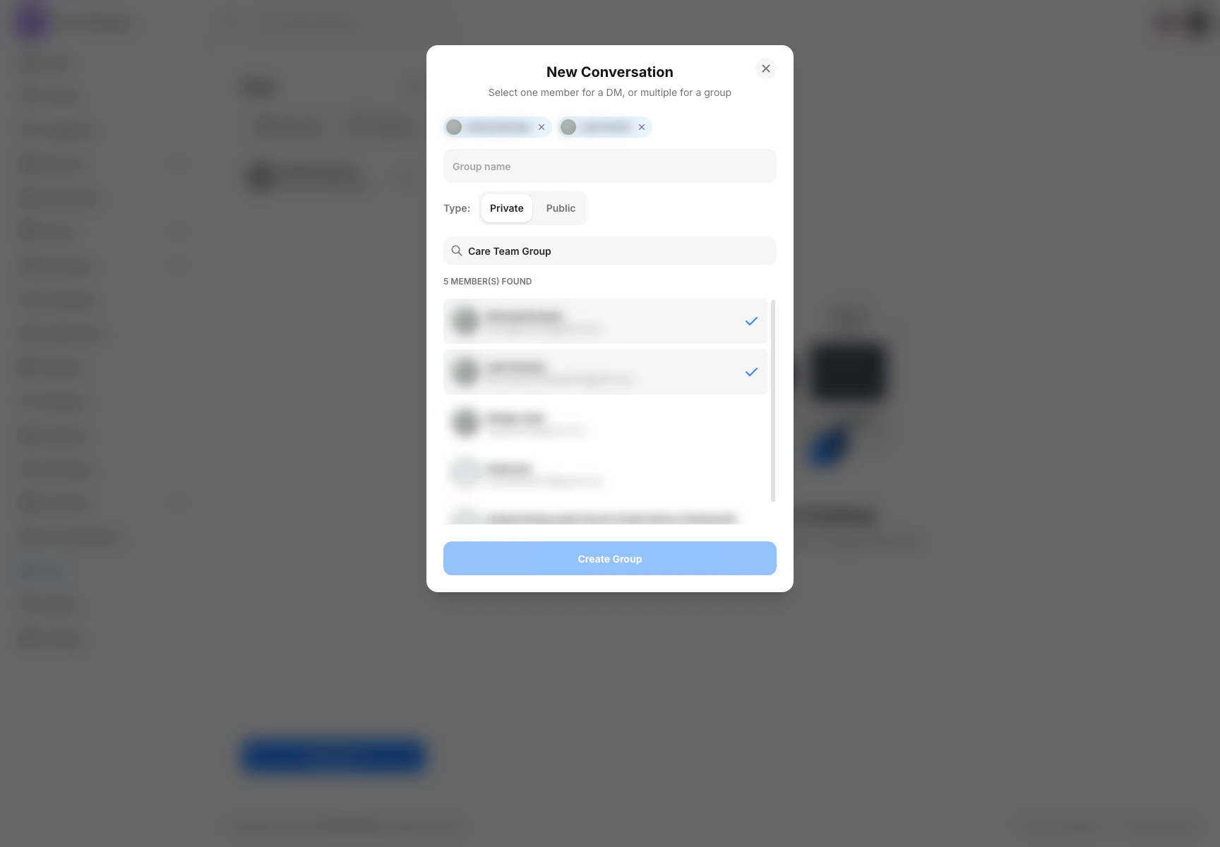 New conversation dialog