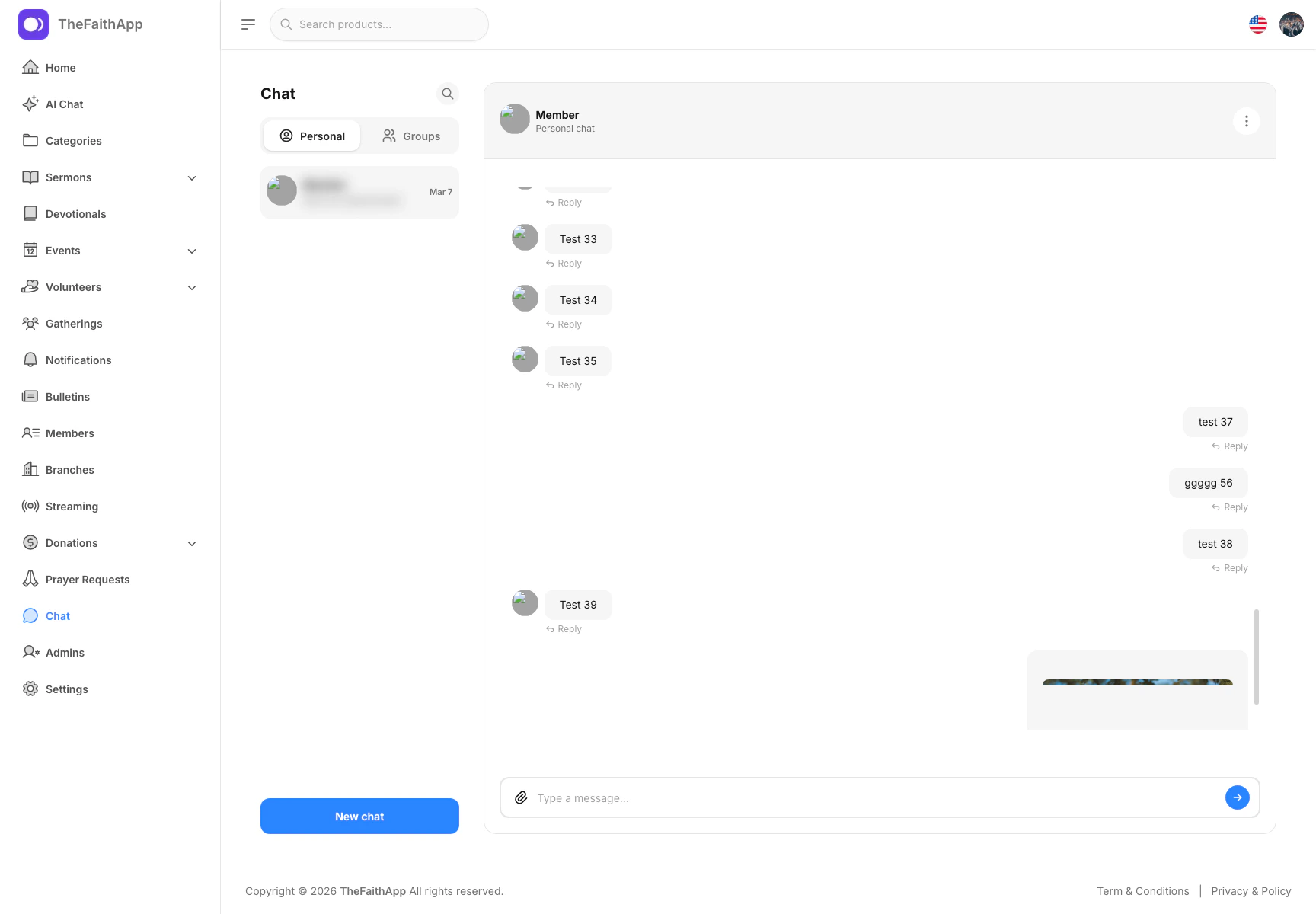 Personal chat screen