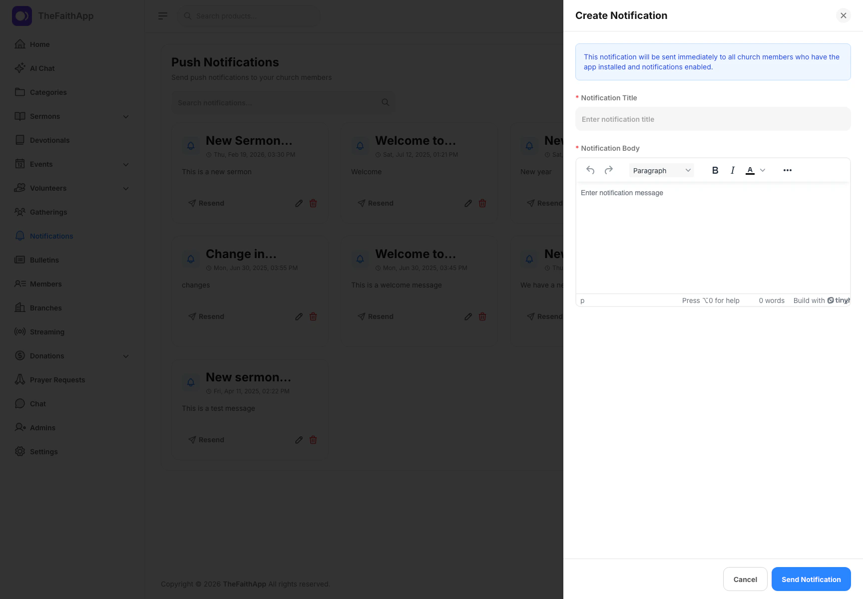 Create notification drawer