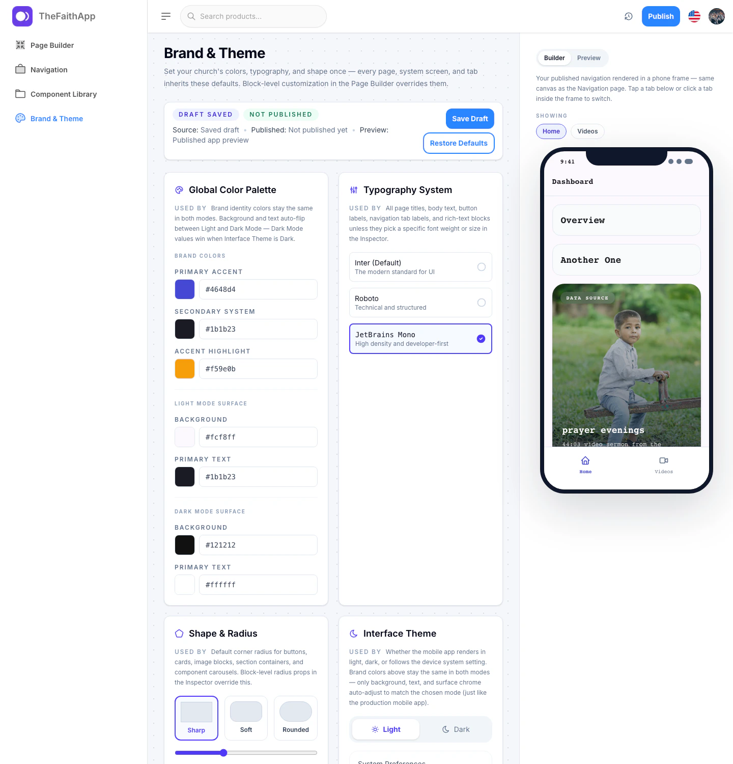 Brand and theme editor