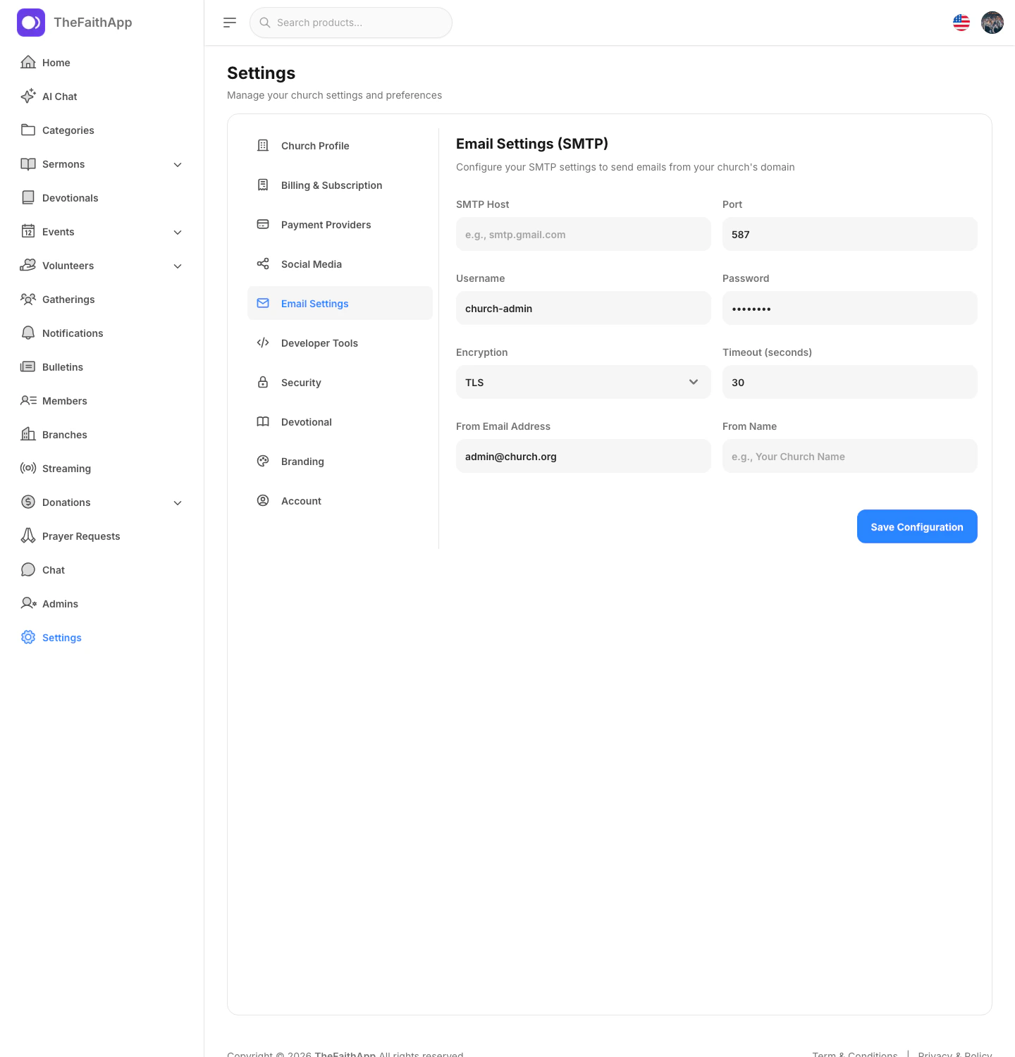 Email settings