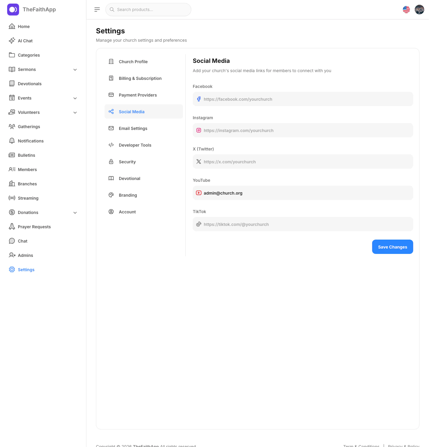 Social media settings