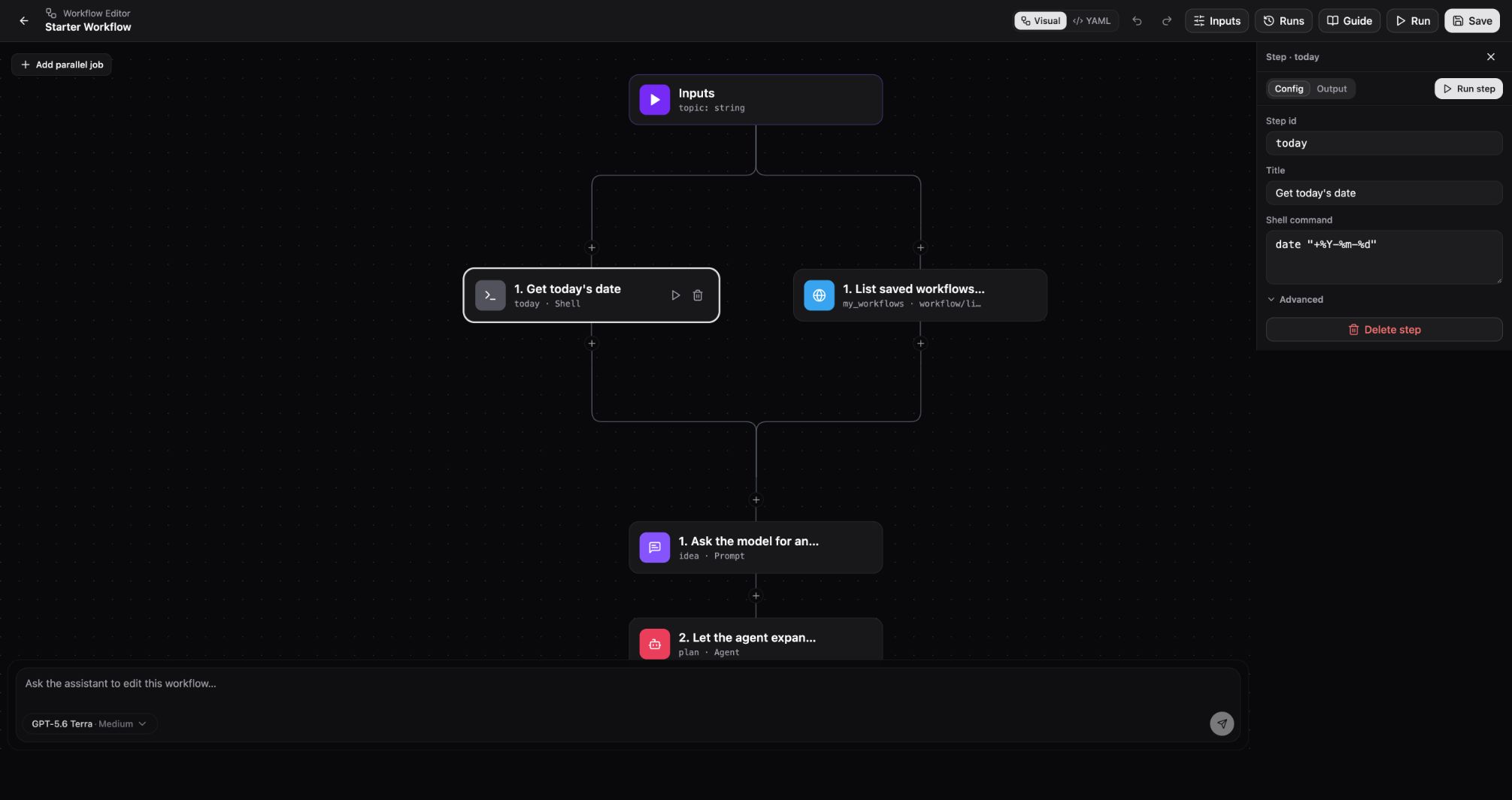 Explore the workflow editor