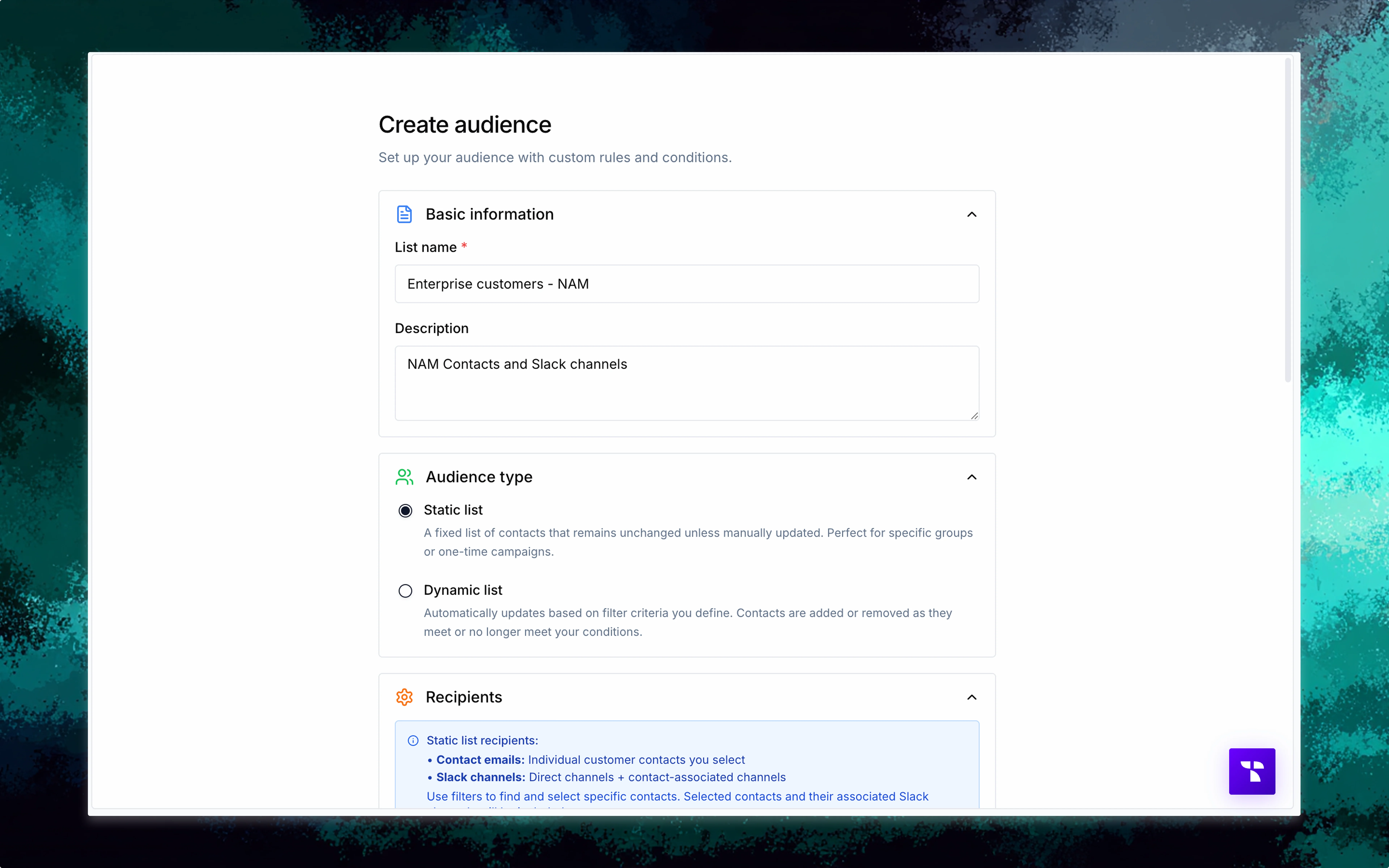 Audience management in Thena