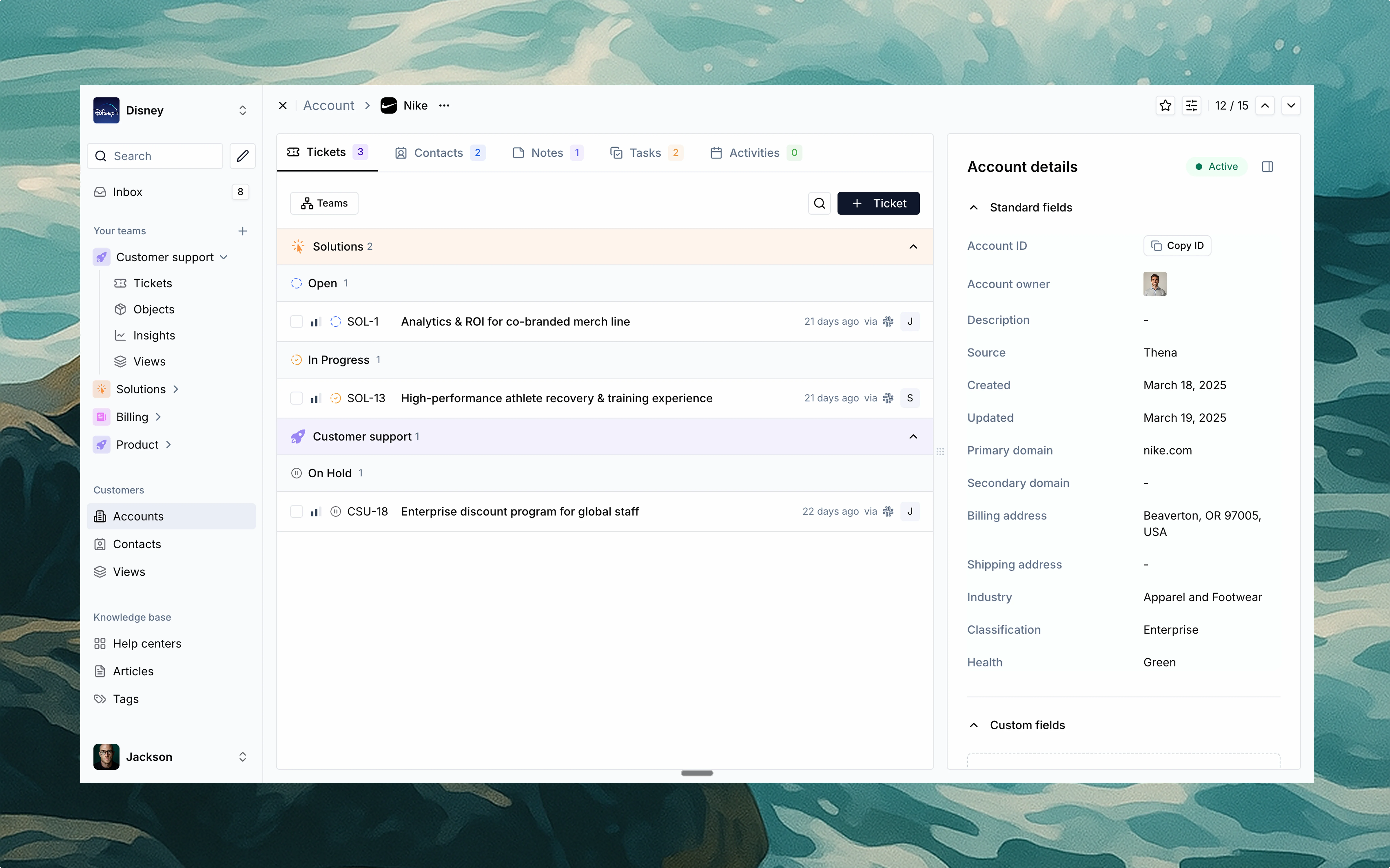 Account detail view