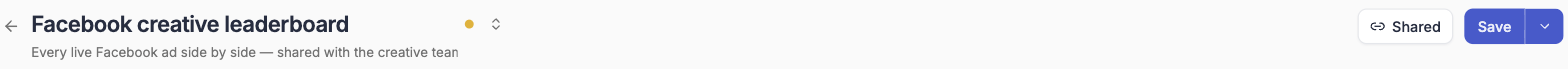 Amber unsaved-changes dot next to the report name