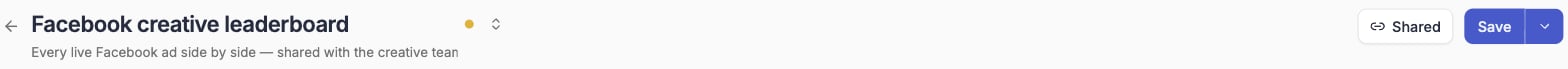 Amber unsaved-changes dot next to the report name