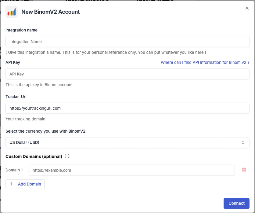 Binom2 connection form in TheOptimizer