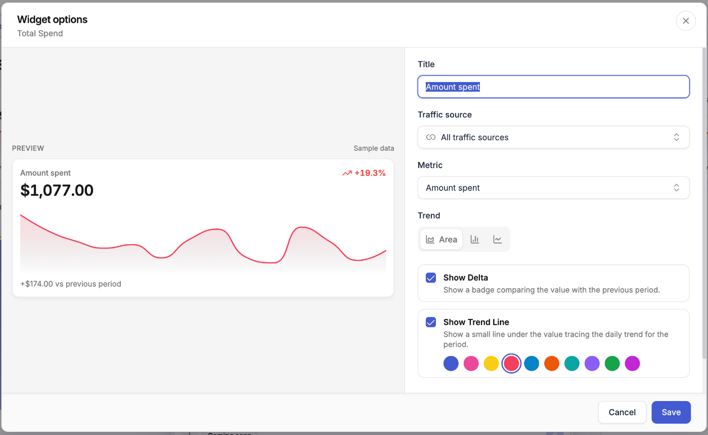 Dashboard Widget Options