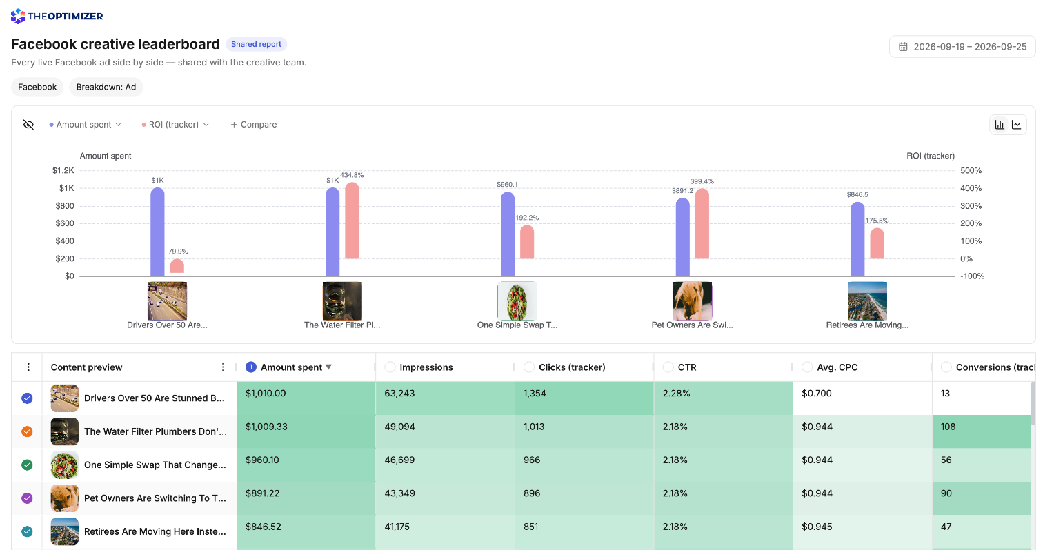 A shared report as a viewer sees it, with the Shared report badge