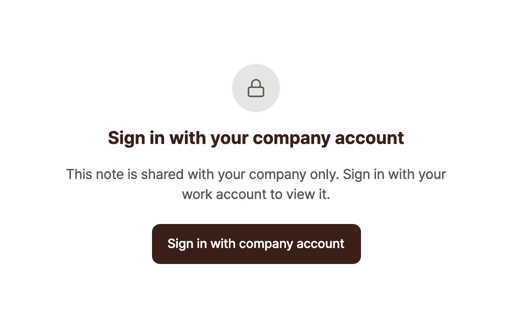 The Sign in with your company account screen, with a lock icon and a Sign in with company account button.
