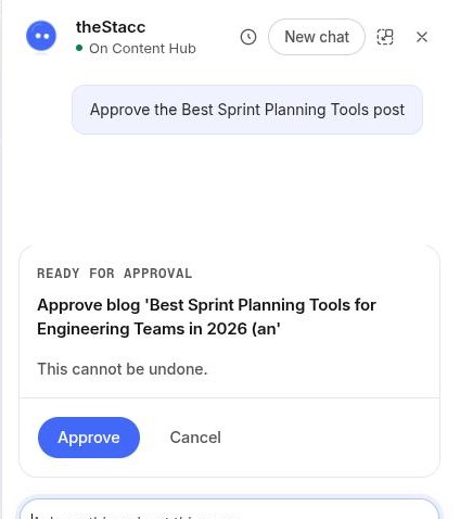 Ready for approval card with Approve and Cancel buttons