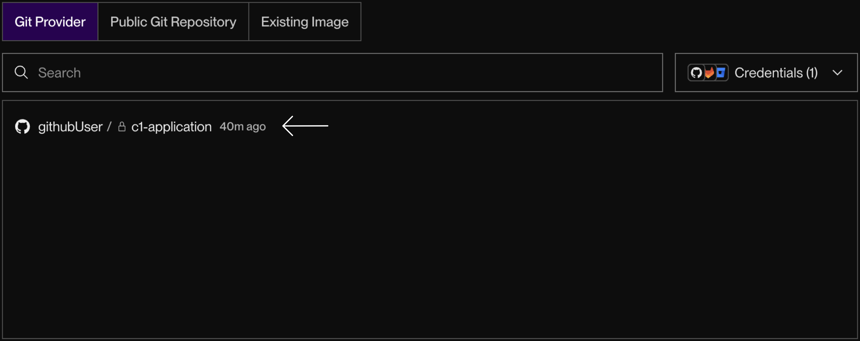 Select the application to deploy