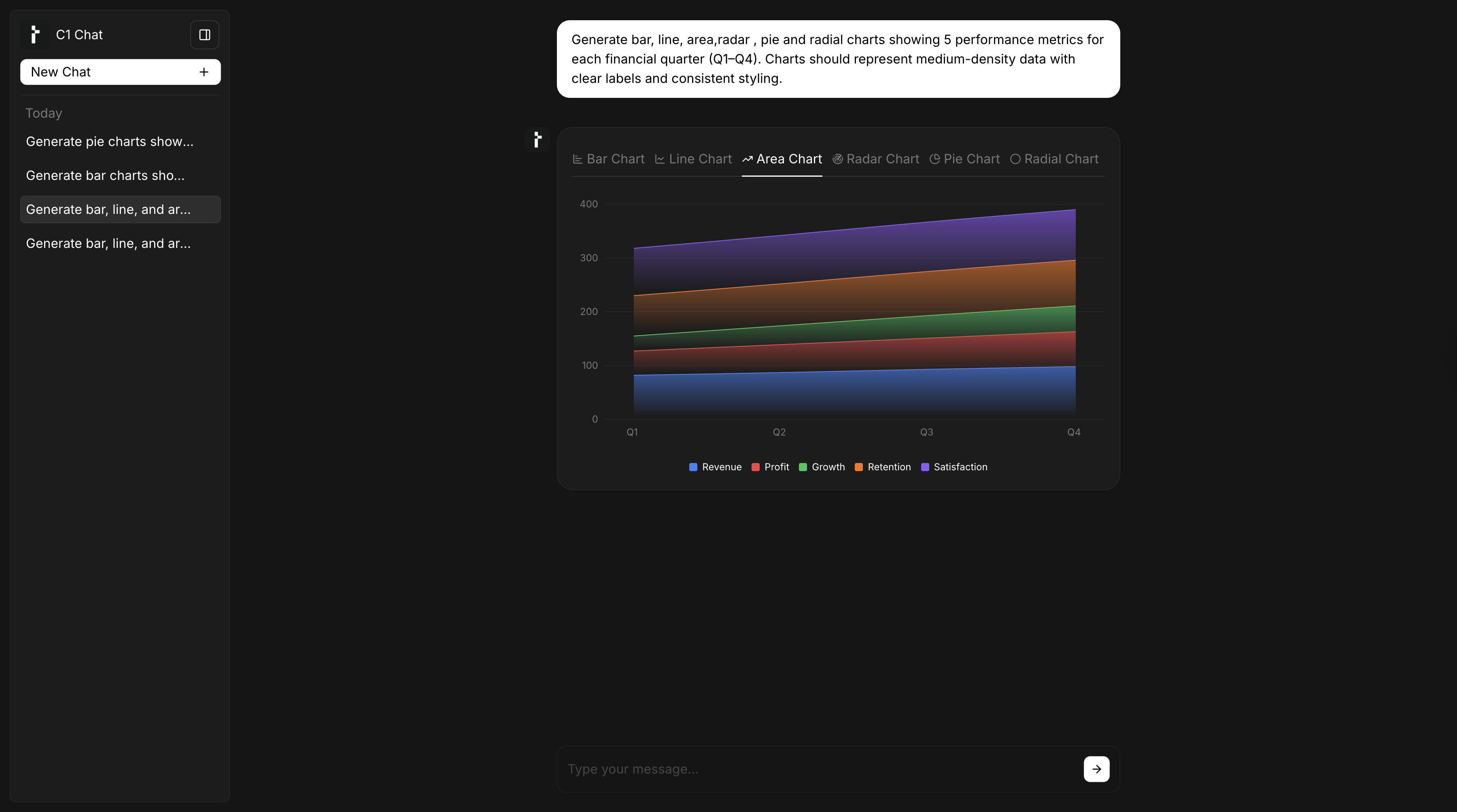 Area Chart with Dark Theme