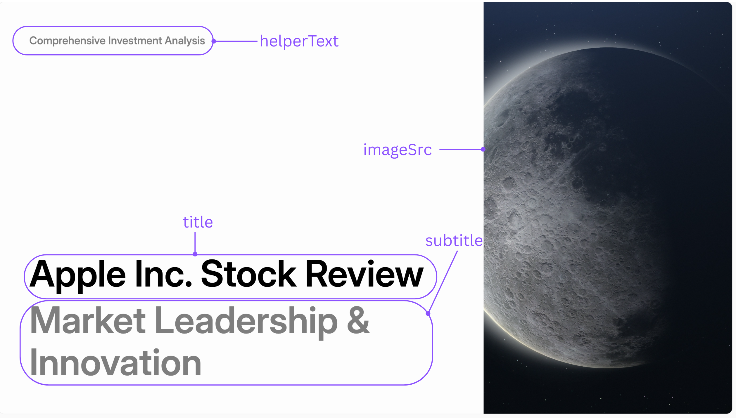Annotated view of the TitleWithImage template
