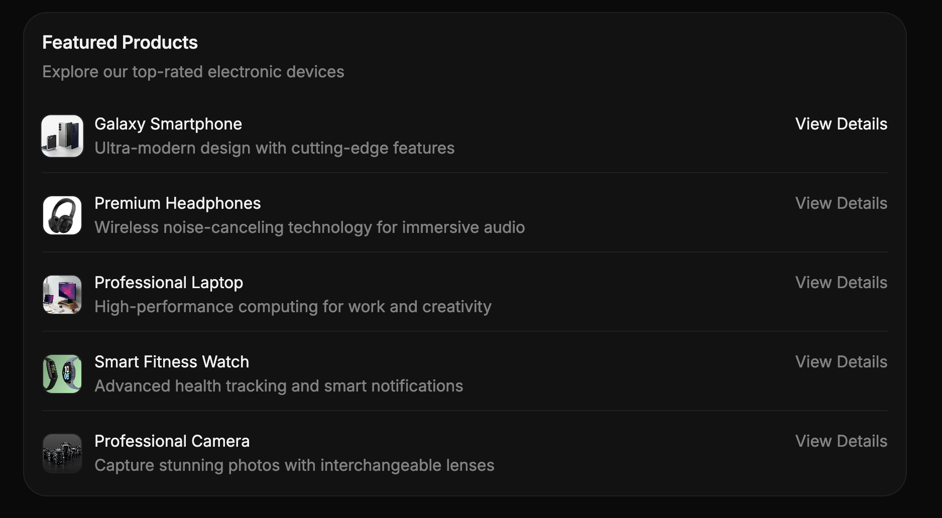 List with Actions