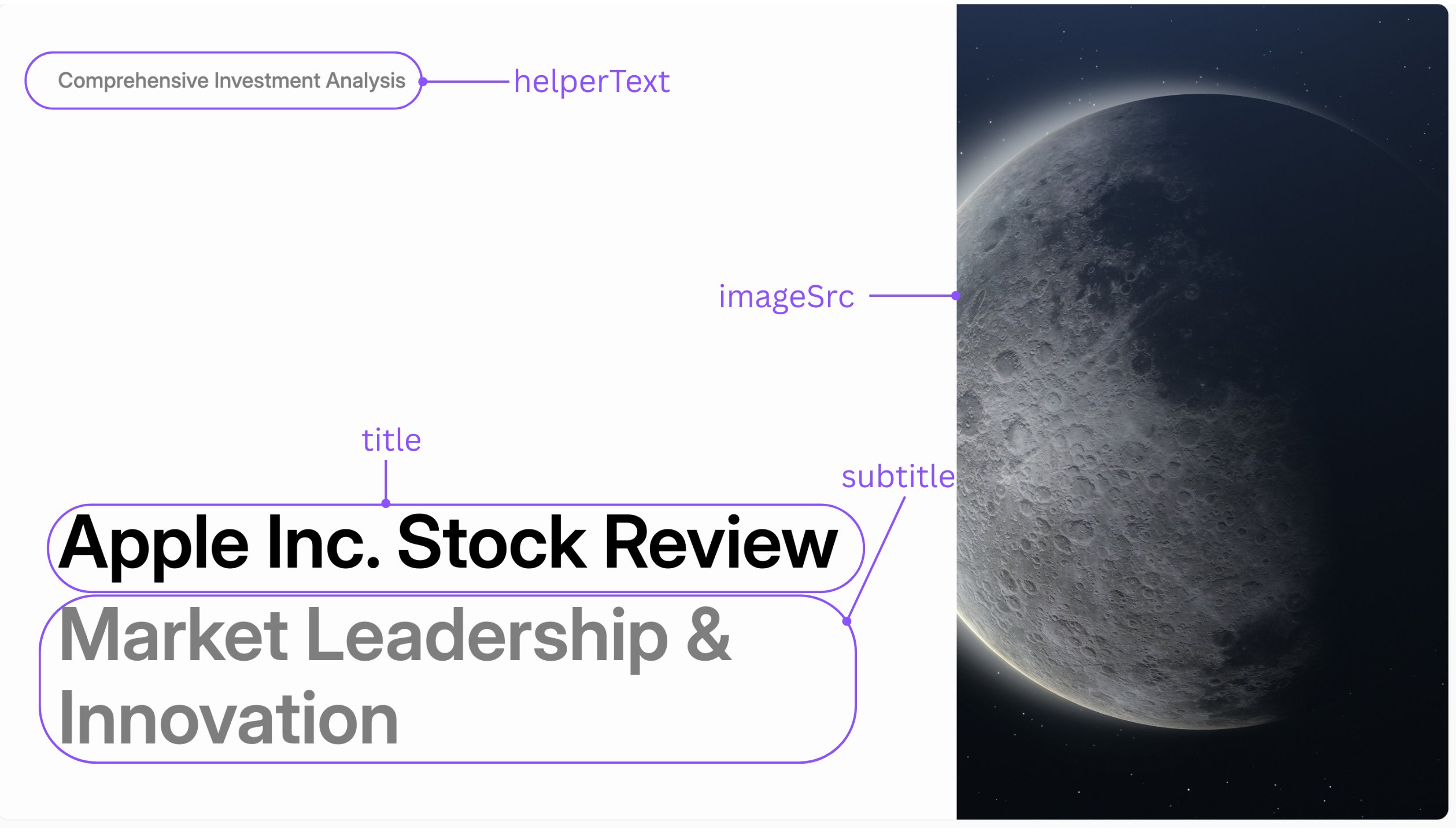 Annotated view of the TitleWithImage template