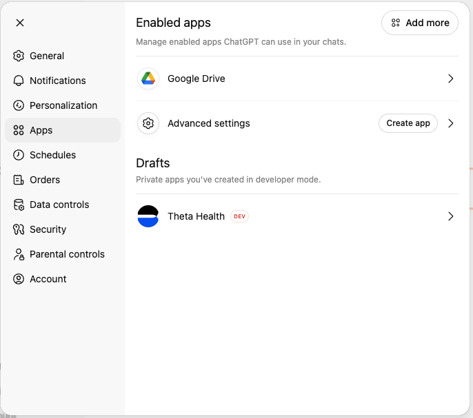 ChatGPT Apps main interface showing available apps