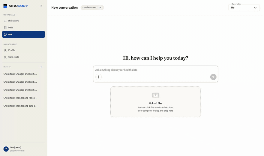 Asking the same question about the shared record; the agent answers from a record you can only view